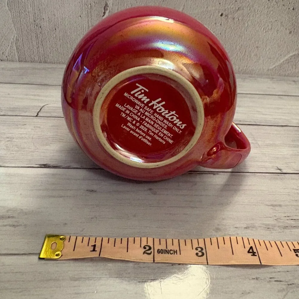 Tim Hortons Red Iridescent Mugs Maple Leaf  2020 x 2 Coffee Mugs (SKU: 190MI) - Picture 9 of 10
